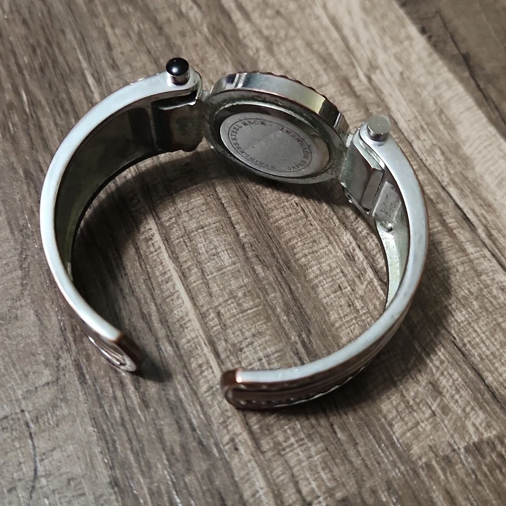 Geneva Silver & Bronze Bracelet Watch for Women Y2K  Needs Battery Vintage Boho